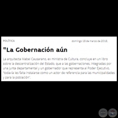 “LA GOBERNACIÓN AÚN” - Domingo, 18 de Marzo de 2018